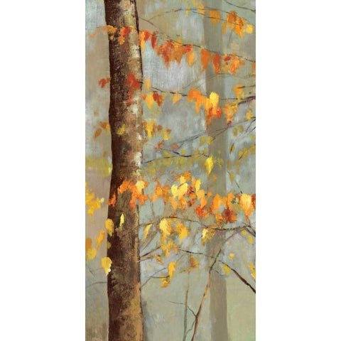 Golden Branches I - Black Modern Wood Framed Art Print with Double Matting by Pearce, Allison