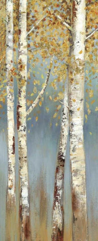 Butterscotch Birch Trees I White Modern Wood Framed Art Print with Double Matting by Pearce, Allison