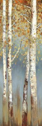 Butterscotch Birch Trees I White Modern Wood Framed Art Print with Double Matting by Pearce, Allison