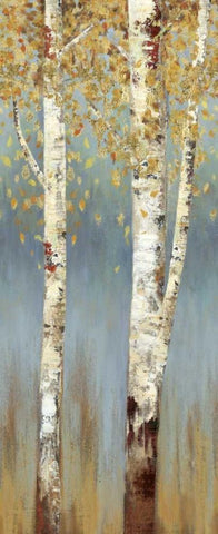 Butterscotch Birch Trees II White Modern Wood Framed Art Print with Double Matting by Pearce, Allison