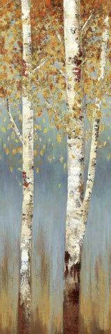 Butterscotch Birch Trees II White Modern Wood Framed Art Print with Double Matting by Pearce, Allison