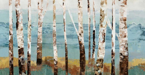 Birch Reflection White Modern Wood Framed Art Print with Double Matting by Pearce, Allison