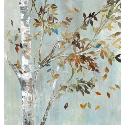 Birch with Leaves I White Modern Wood Framed Art Print by Pearce, Allison