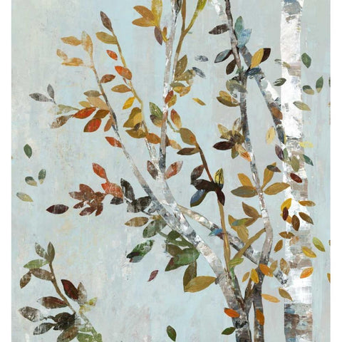 Birch with Leaves II Black Modern Wood Framed Art Print with Double Matting by Pearce, Allison