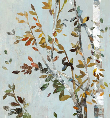 Birch with Leaves II White Modern Wood Framed Art Print with Double Matting by Pearce, Allison