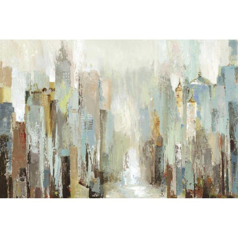 Misty City Black Modern Wood Framed Art Print with Double Matting by Pearce, Allison