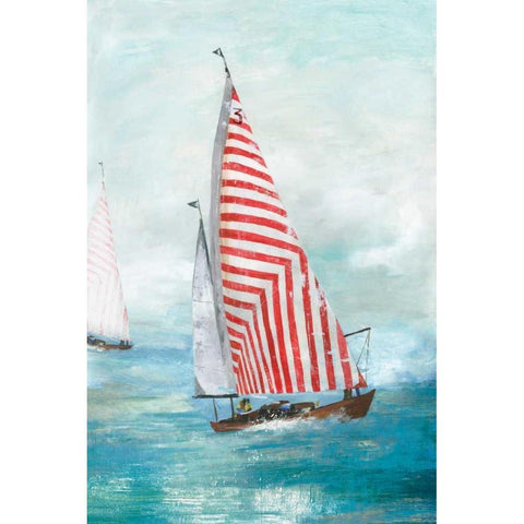 Red sails White Modern Wood Framed Art Print by Pearce, Allison