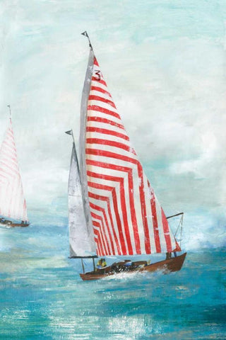 Red sails White Modern Wood Framed Art Print with Double Matting by Pearce, Allison