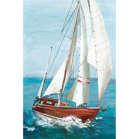 Single Sail II White Modern Wood Framed Art Print by Pearce, Allison