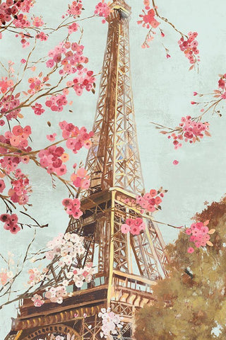 Paris in the Spring I White Modern Wood Framed Art Print with Double Matting by Pearce, Allison