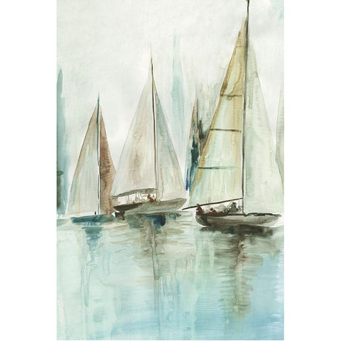 Blue Sailboats III  Black Modern Wood Framed Art Print with Double Matting by Pearce, Allison