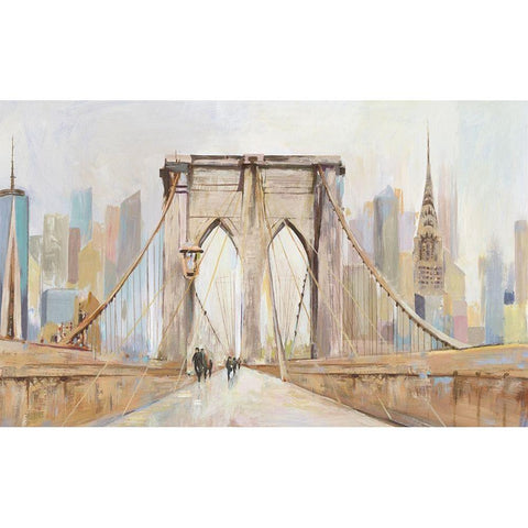 Brooklyn Bridge Walkway Gold Ornate Wood Framed Art Print with Double Matting by Pearce, Allison