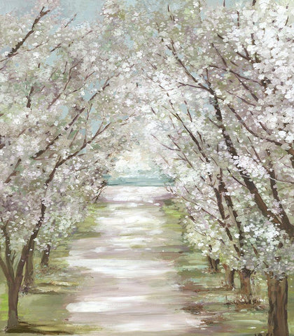 Blossom Pathway White Modern Wood Framed Art Print with Double Matting by Pearce, Allison