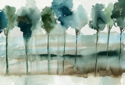 Blue Reflection Forest  Black Ornate Wood Framed Art Print with Double Matting by Pearce, Allison