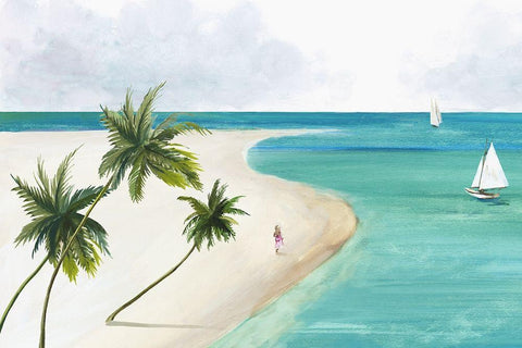 Prestine Beach  Black Ornate Wood Framed Art Print with Double Matting by Pearce, Allison