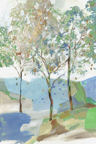 Breezy Landscape II Blue Version White Modern Wood Framed Art Print with Double Matting by Pearce, Alison