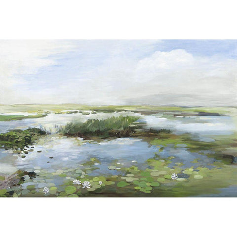 Lilly Pond  Black Modern Wood Framed Art Print with Double Matting by Pearce, Allison