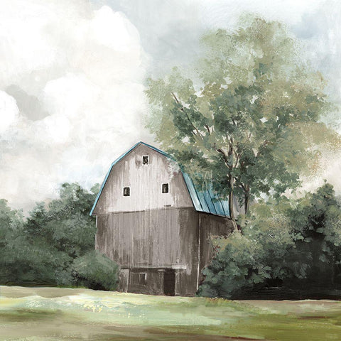 Grey Barn  White Modern Wood Framed Art Print by Pearce, Allison