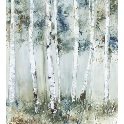 Birch Blue Forest  Gold Ornate Wood Framed Art Print with Double Matting by Pearce, Allison