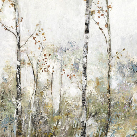 Soft Birch Forest II  White Modern Wood Framed Art Print with Double Matting by Pearce, Allison