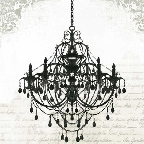 Black Chandelier II Black Modern Wood Framed Art Print by PI Galerie