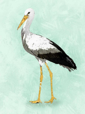 Seashore Bird II White Modern Wood Framed Art Print with Double Matting by PI Galerie