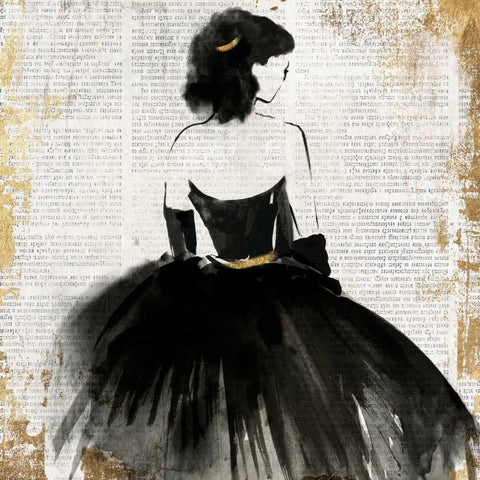 Lady in Black Dress Black Modern Wood Framed Art Print with Double Matting by PI Galerie