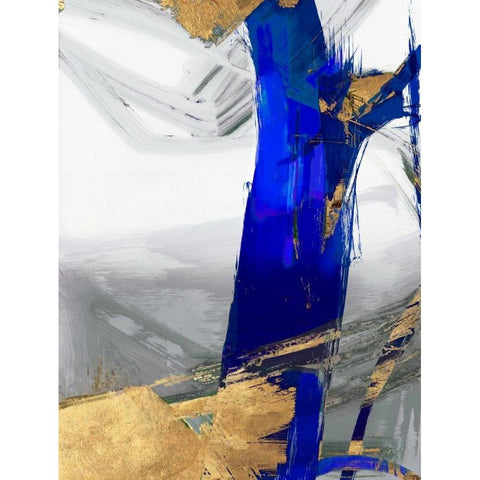 Indigo Abstract IV Black Modern Wood Framed Art Print with Double Matting by PI Galerie