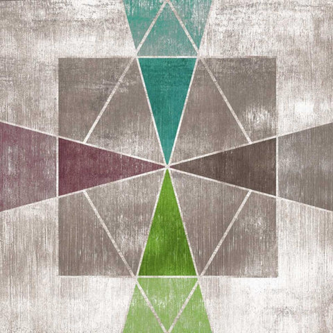 Grey Geo I White Modern Wood Framed Art Print with Double Matting by PI Galerie