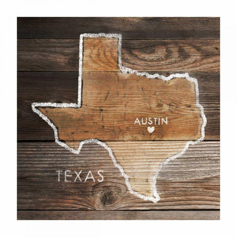 Texas Rustic Map White Modern Wood Framed Art Print with Double Matting by PI Galerie