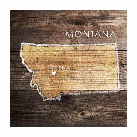Montana Rustic Map Black Modern Wood Framed Art Print with Double Matting by PI Galerie