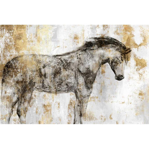 Equestrian Gold I Black Modern Wood Framed Art Print by PI Galerie