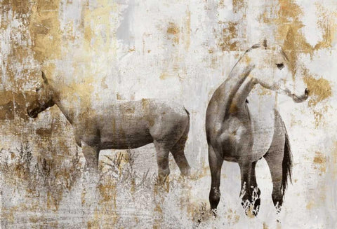 Equestrian Gold II Black Ornate Wood Framed Art Print with Double Matting by PI Galerie