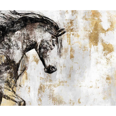 Equestrian Gold III White Modern Wood Framed Art Print by PI Galerie