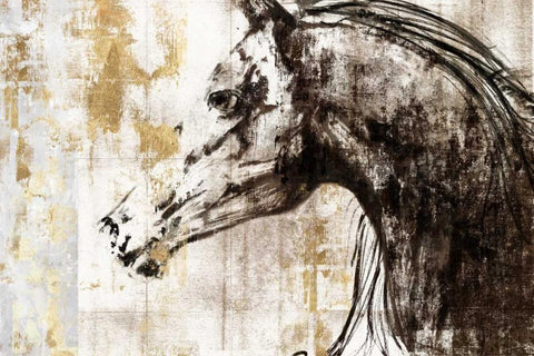 Equestrian Gold IV Black Ornate Wood Framed Art Print with Double Matting by PI Galerie