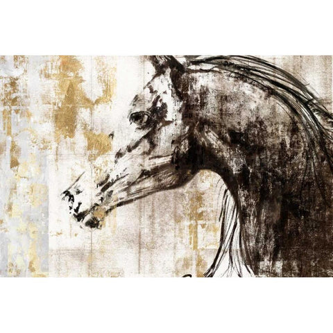 Equestrian Gold IV Black Modern Wood Framed Art Print with Double Matting by PI Galerie
