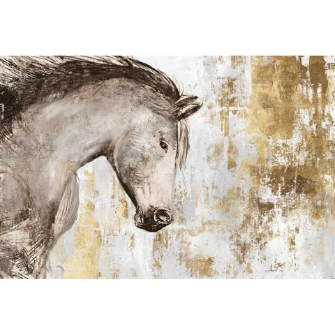 Equestrian Gold V Black Modern Wood Framed Art Print by PI Galerie