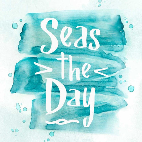 Seas the Day Black Ornate Wood Framed Art Print with Double Matting by PI Galerie