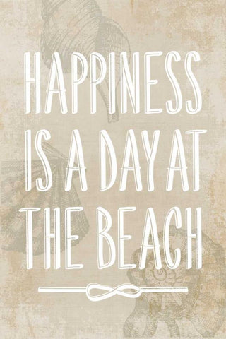 Happiness is a day at the Beach Black Ornate Wood Framed Art Print with Double Matting by PI Galerie