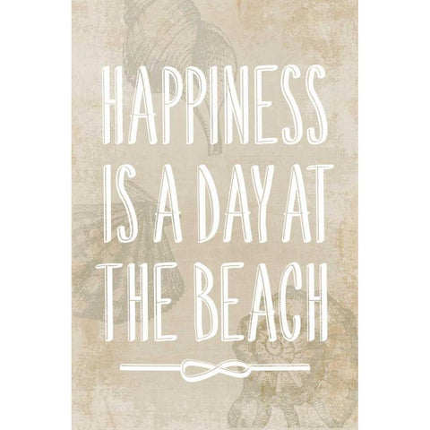 Happiness is a day at the Beach Gold Ornate Wood Framed Art Print with Double Matting by PI Galerie