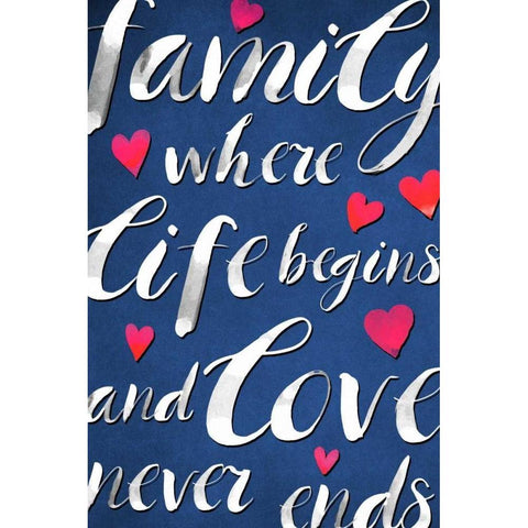 Family Love I Black Modern Wood Framed Art Print with Double Matting by PI Galerie
