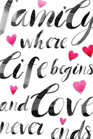 Family Love II White Modern Wood Framed Art Print with Double Matting by PI Galerie