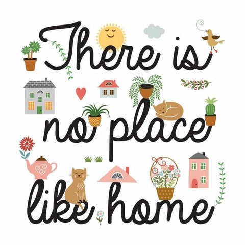 No Place Like Home Black Modern Wood Framed Art Print with Double Matting by PI Galerie
