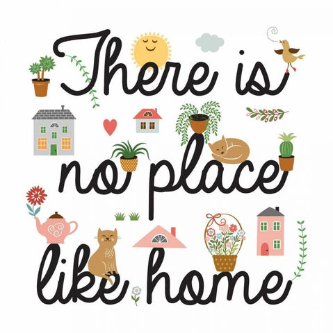 No Place Like Home Black Ornate Wood Framed Art Print with Double Matting by PI Galerie