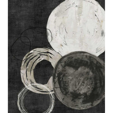 Black Rings White Modern Wood Framed Art Print by PI Galerie