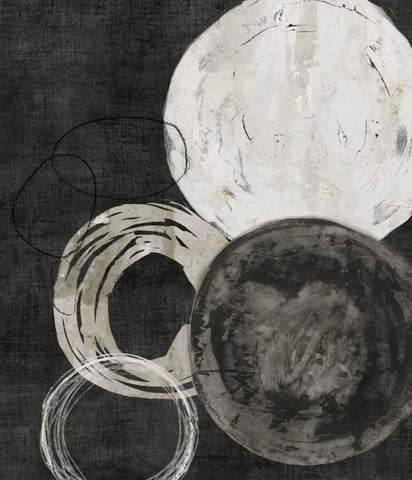 Black Rings White Modern Wood Framed Art Print with Double Matting by PI Galerie