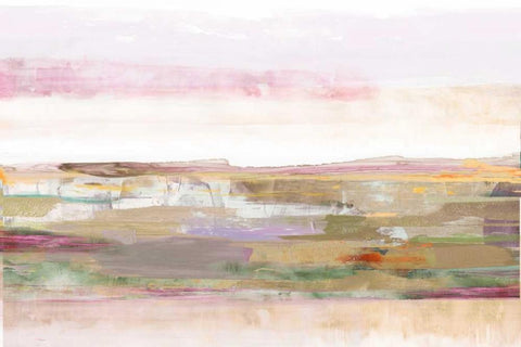 Pink Landscape White Modern Wood Framed Art Print with Double Matting by PI Galerie