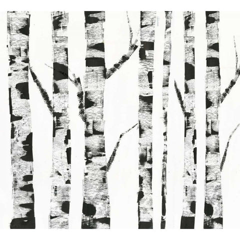 White Birch White Modern Wood Framed Art Print by PI Galerie