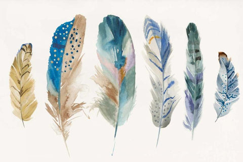 Feather Weather I White Modern Wood Framed Art Print with Double Matting by PI Galerie