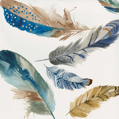 Feather Weather I White Modern Wood Framed Art Print with Double Matting by PI Galerie